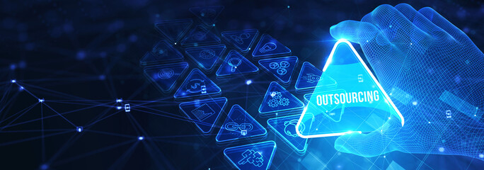 Business, Technology, Internet and network concept. Outsourcing human resources. 3d illustration