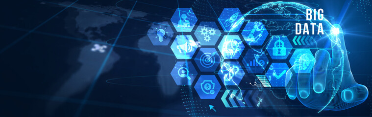 Business, Technology, Internet and network concept. Big Data Internet Information. 3d illustration