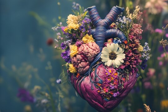 corazon con la anatomia humana huecho