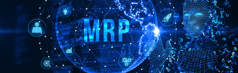 MRP Material Requirement planning Manufacturing Industry Business Process automation. 3d illustration