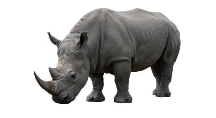 Majestic Rhino Isolated on White.