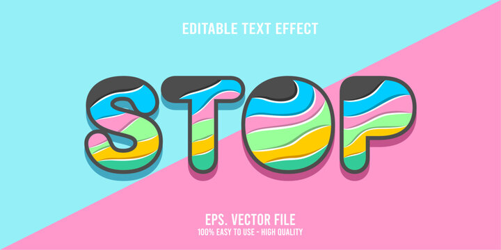 Editable text effect STOP word art typography illustration template style premium vector