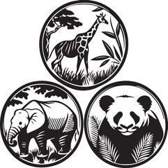 Apple tree and apple vector illustration in black and white style