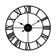 Silhouette image of a clock on a white background