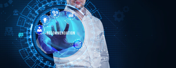 Business, Technology, Internet and network concept. The word Recommendation on the virtual screen.