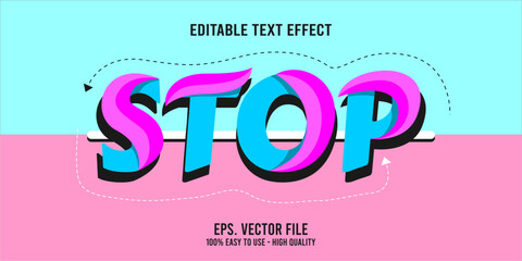 Editable text effect STOP word art typography illustration template style premium vector
