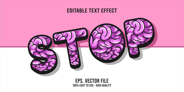 Editable text effect STOP word art typography illustration template style premium vector