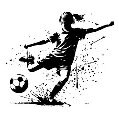 Soccer Kids player Silhouette Grunge Splatter and Dripping Spray Effects
