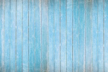 Light-blue painted wooden plank wall is showing weathered texture in flat design style