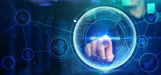 IMPLEMENTATION, web technology concept. Business, Technology, Internet and network concept.