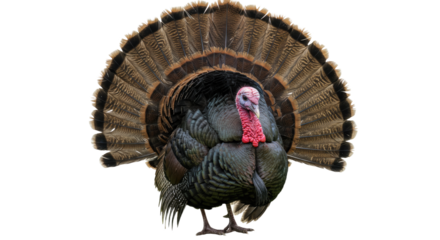 Majestic Wild Turkey with Fan Tail Feathers Display.