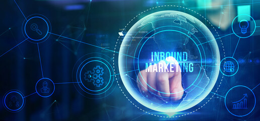 Business, technology, internet and network concept. Virtual screen of the future and sees the inscription: Inbound marketing.