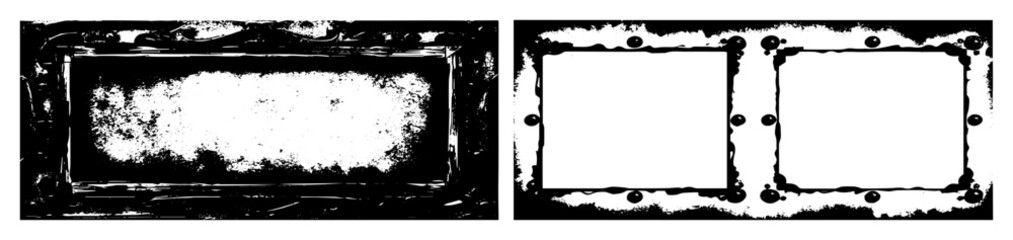Vector Distressed rectangular frames with grunge textures create vintage borders.