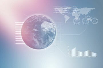 Digital generated image of planet Earth with graph