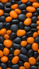 Orange and black river rocks texture background