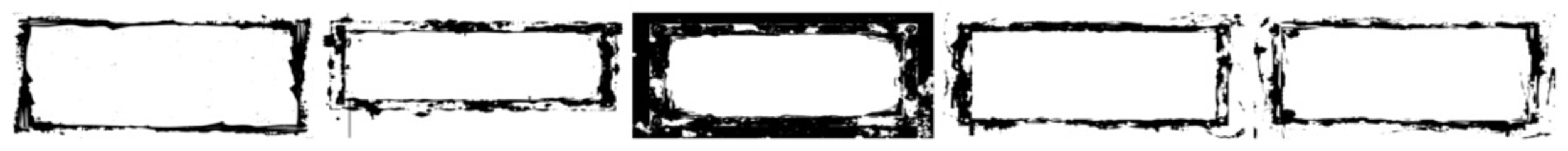 Vector Distressed rectangular frames create a rugged weathered border .