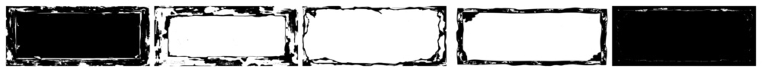 Vector Distressed rectangular frames create a rugged textured border .