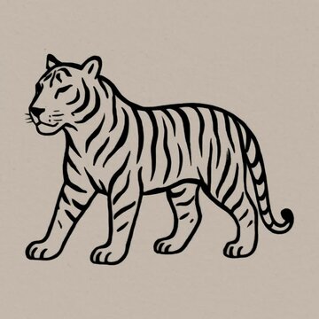 Elegant tiger illustration animation isolated asset, transparent 4K video, alpha channel, ProRes 4444