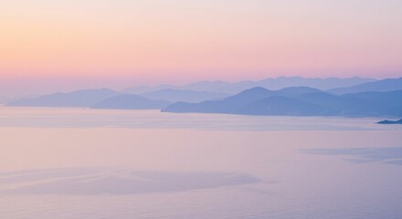 Fototapeta premium Misty sunrise over lake landscape