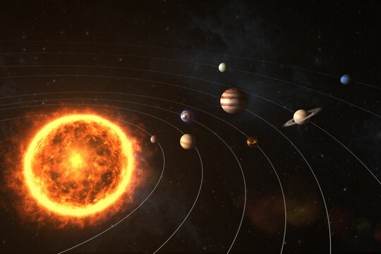 Fototapeta Composite image of planets revolving around sun