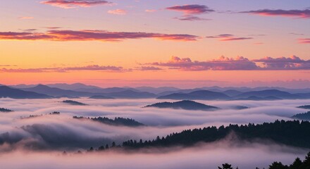 Fototapeta premium Misty sunrise over mountains