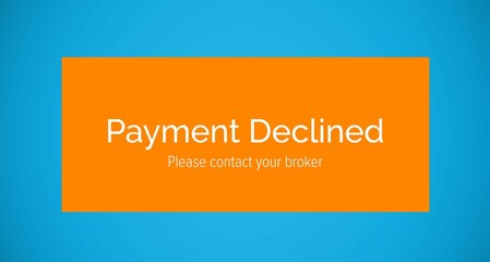Payment declined text on display