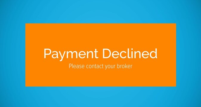 Payment declined text on display