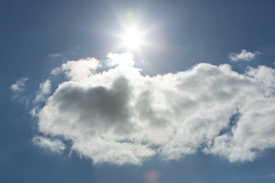 Fototapeta Blue sky with clouds and sun