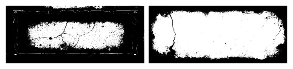 Vector Distressed rectangular frames with cracked textures create vintage borders.