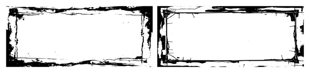 Vector Distressed rectangular frames with torn edges create a grunge aesthetic.