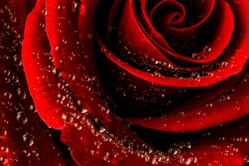 Fototapeta premium Red rose with water drops