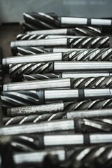 Close-up of drill bits at industry