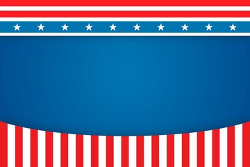 Fototapeta premium Stylized patriotic flat design is displaying blue panel, red stripe, white stars and stripes