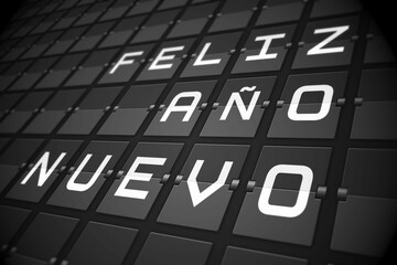 New year message on black roller board in spanish