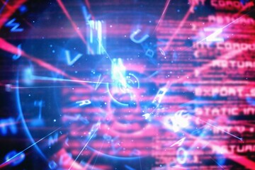 Blue and red technology interface