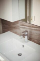 High angle view of modern sink in bathroom