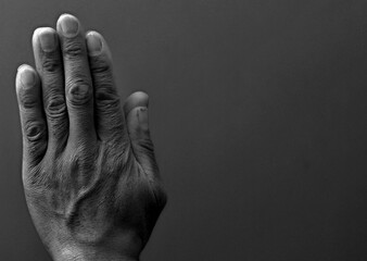 Praying to God with hands together stock image stock photo