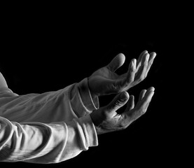 Praying to God with hands together stock image stock photo