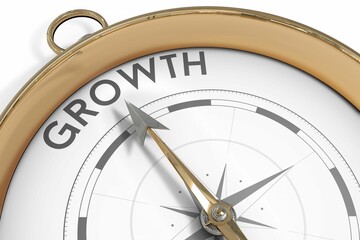 Compass pointing to growth