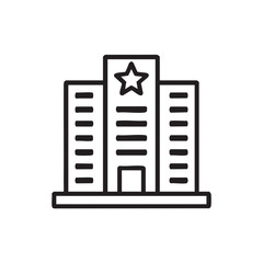Simple outline icon of a building with a star