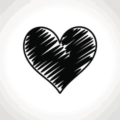 Black Heart Doodle Hand Drawn Style Love and Romance Concept