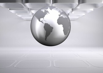 Planet on grey abstract background