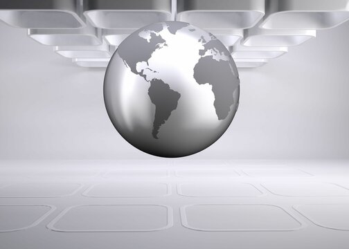 Fototapeta Planet on grey abstract background