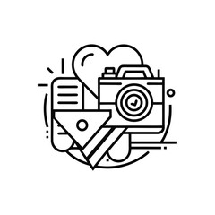 Camera Heart photographer logo design of Line art style
