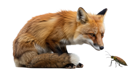 Red Fox and Insect Encounter.