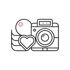 Camera Heart photographer logo design of Line art style