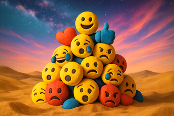 3d rendered illustration of clay emojis