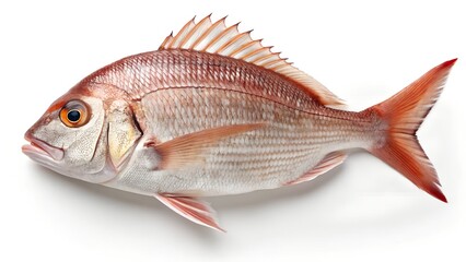 Single fresh Snapper isolated on white background – commercial photography