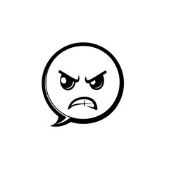 Fototapeta premium Highly expressive shouting face in a circular chat icon for aggressive communication visuals