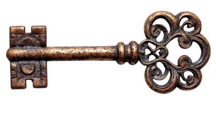 Ornate, antique-style, weathered key
